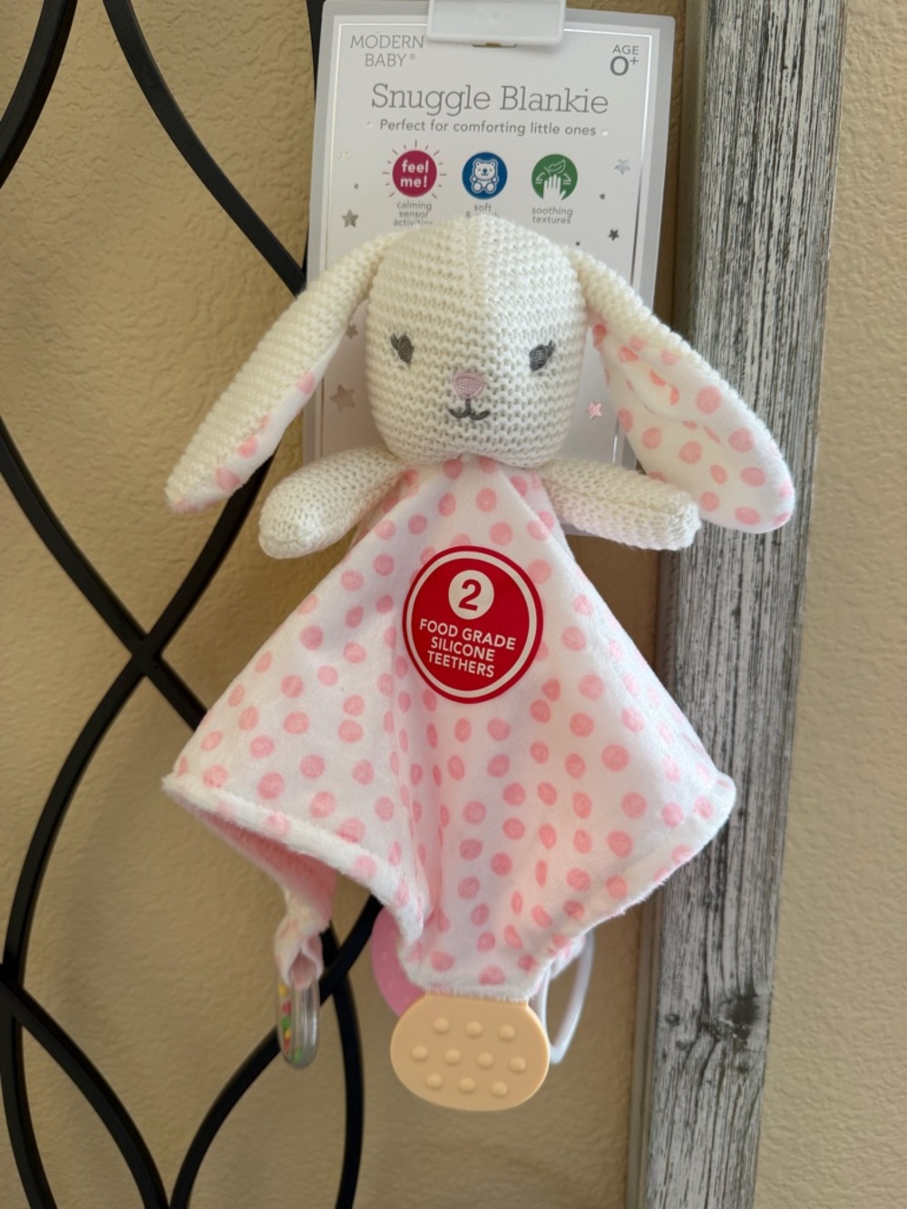 Modern Baby Pink Polka Dot Bunny Snuggle Blankie